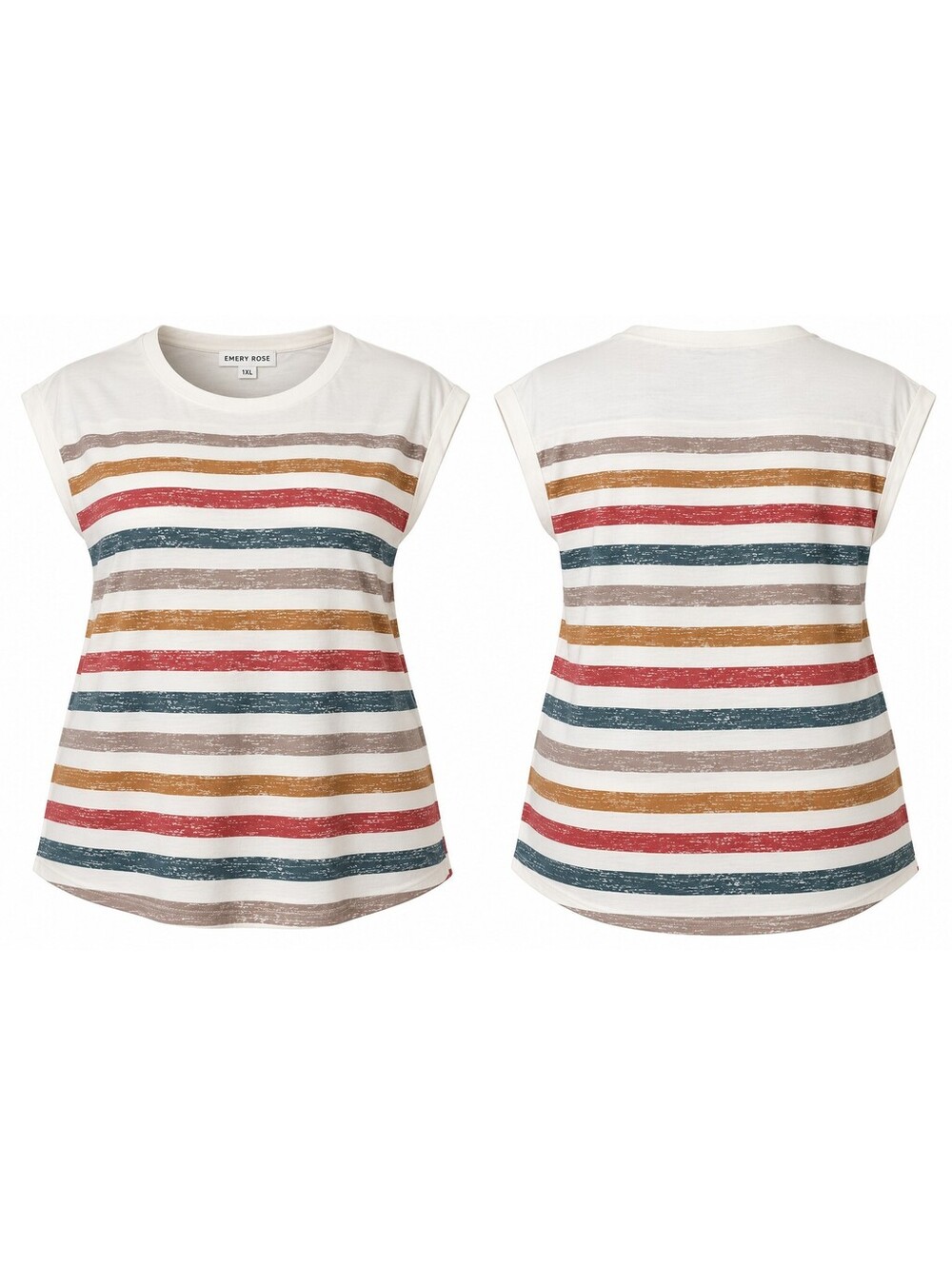 Emery Rose Women's Striped Cap Sleeve Top 1XL